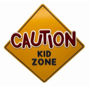 Caution Kid Zone Sign - Daycare - Pre-School - Yard Sign- Bubble Letters 17 x 17